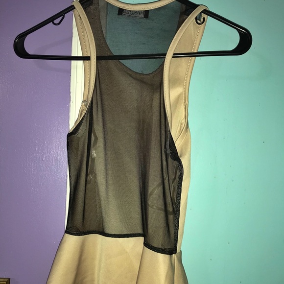 A beige peplum top with net back - Picture 2 of 2